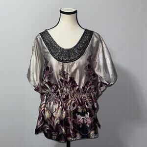 Heart soul floral blouse women’s size large